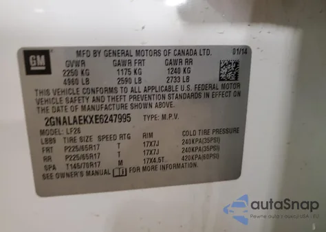 2014 Chevrolet Equinox Ls from USA, damaged, VIN 2GNALAEKXE6247995